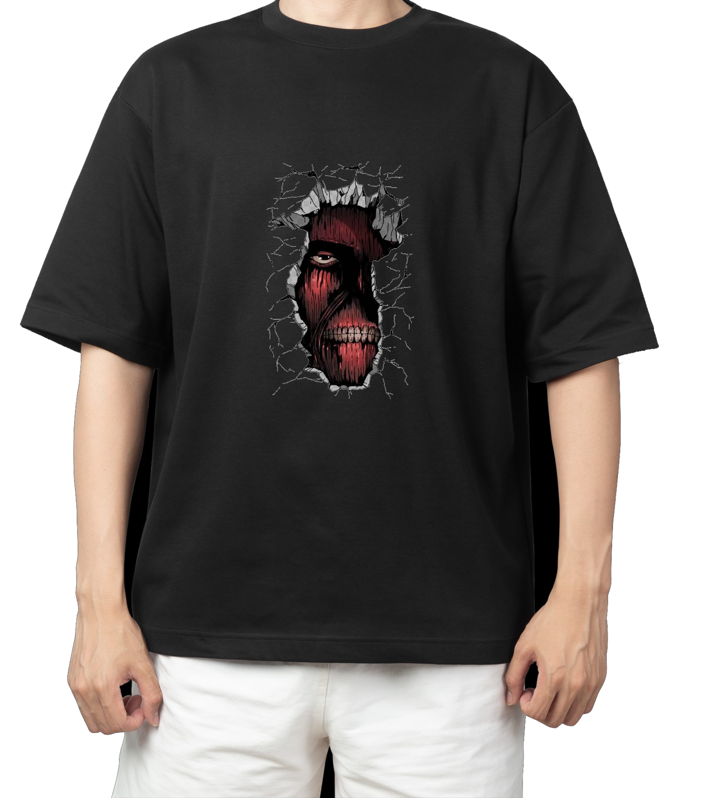 Anime Attack on titan shingeki no kyojin eren levi mikasa Aot black Oversize  t- shirt 46