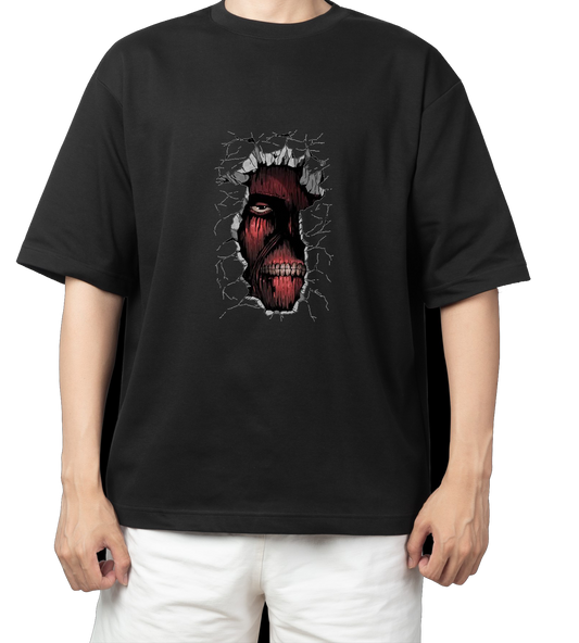 Anime Attack on titan shingeki no kyojin eren levi mikasa Aot black Oversize  t- shirt 46