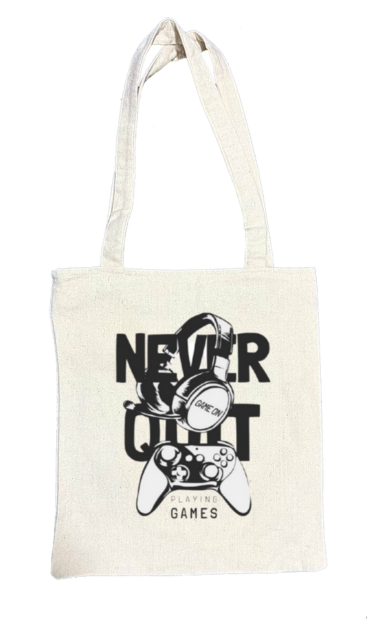 NEVER Back text tote bag beige 46