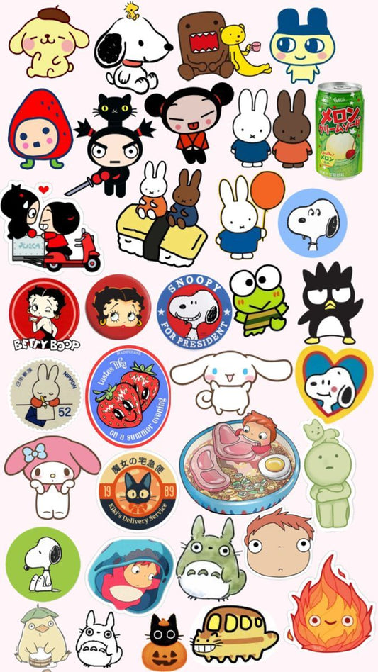 Aesthetic Cute Stickers Pack - Waterproof Vinyl Cartoon Decals for Water Bottles, Laptops, Scrapbooking, Kawaii Stationery Supplies sticker journal sticker