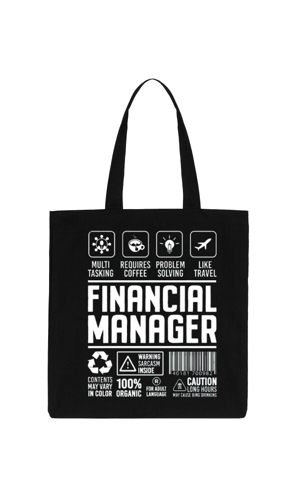 FINANCIAL MANAGER Back text tote bag Black 45