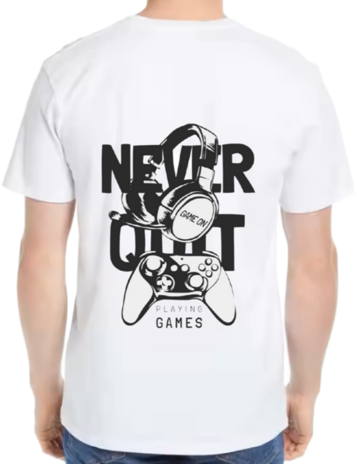 NEVER QUIT Back text One Size t- shirt White Back 47