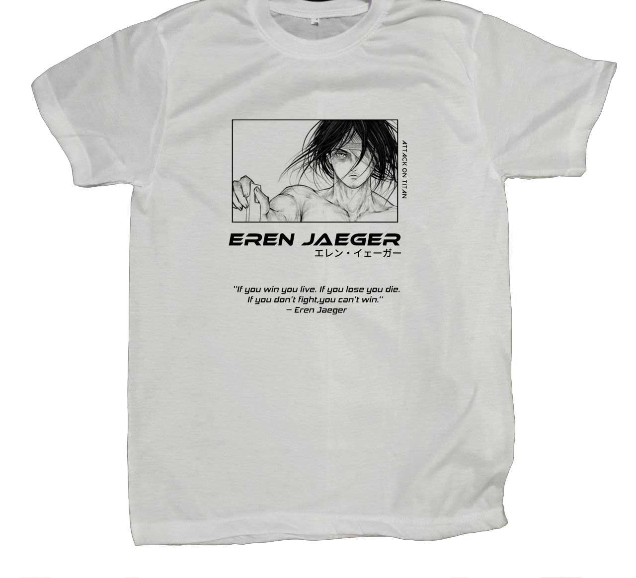 Anime Attack on titan shingeki no kyojin eren levi mikasa  Aot white fit t- shirt 47