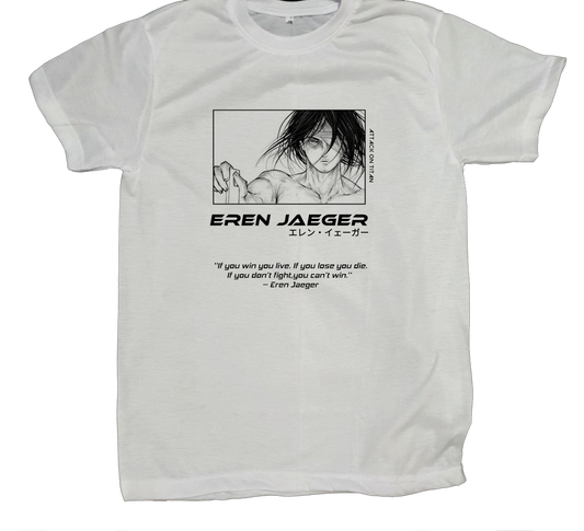 Anime Attack on titan shingeki no kyojin eren levi mikasa  Aot white fit t- shirt 47