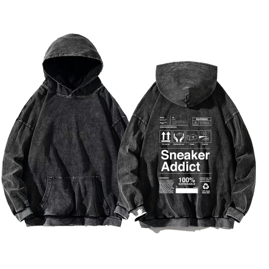 Sneaker Addict Back text oversize hoodie Washed back 47