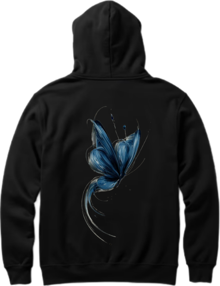 butterflies Oversize Hoodie Black Back 44