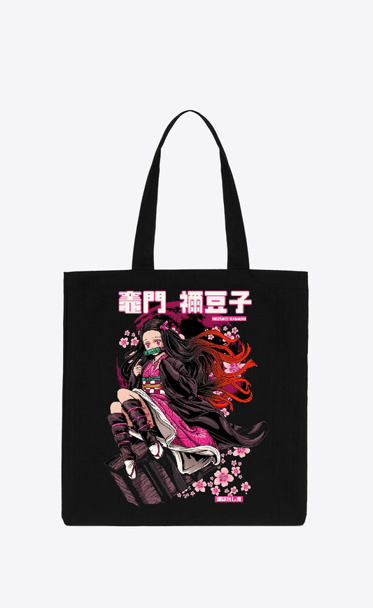 Anime Demon slayer nezuko tanjiro tote bag Black 47