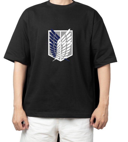 Anime Attack on titan shingeki no kyojin eren levi mikasa Aot black Oversize  t- shirt 47