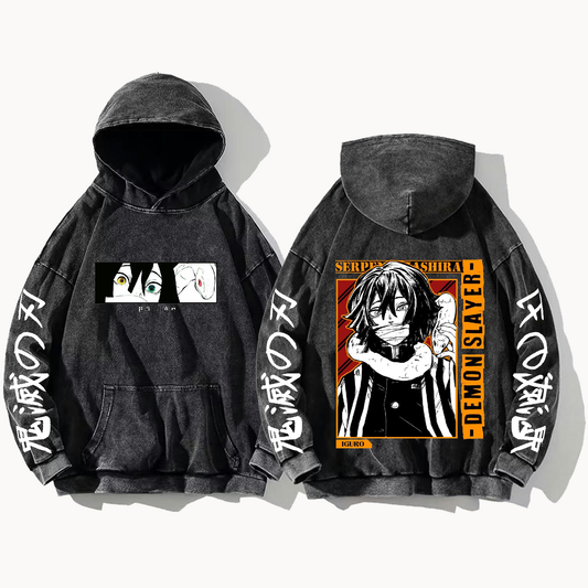 Anime Demon slayer nezuko tanjiro Oversize  Hoodie Washed gray 47