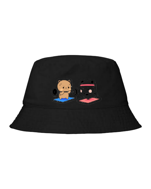 workout gym pilates Bucket hat Fishman hat cap Black 48