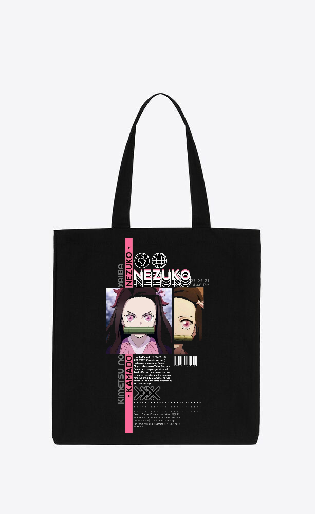 Anime Demon slayer nezuko tanjiro tote bag Black 48