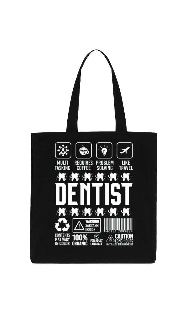 DENTIST Back text tote bag Black 46