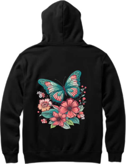 butterflies Oversize Hoodie Black Back 45