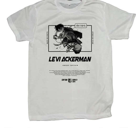 Anime Attack on titan shingeki no kyojin eren levi mikasa  Aot white fit t- shirt 48
