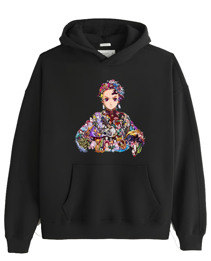 Anime Demon slayer nezuko tanjiro Oversize Hoodie Black 100
