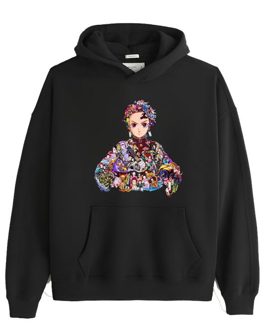 Anime Demon slayer nezuko tanjiro Oversize Hoodie Black 100