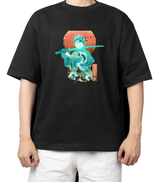 Anime Demon slayer nezuko tanjiro t- shirt Oversize Black 48
