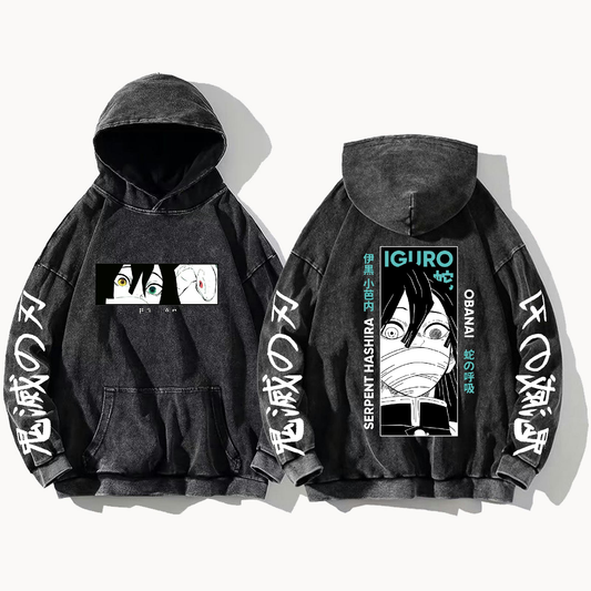 Anime Demon slayer nezuko tanjiro Oversize  Hoodie Washed gray 48