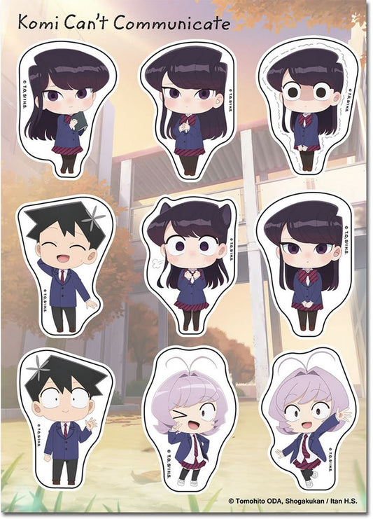 Komi Can't Communicate Chibi Characters Stickers Pack, Kawaii Manga Black and White Waterproof Vinyl Decals for Laptop, Water Bottle, and Journal 7
