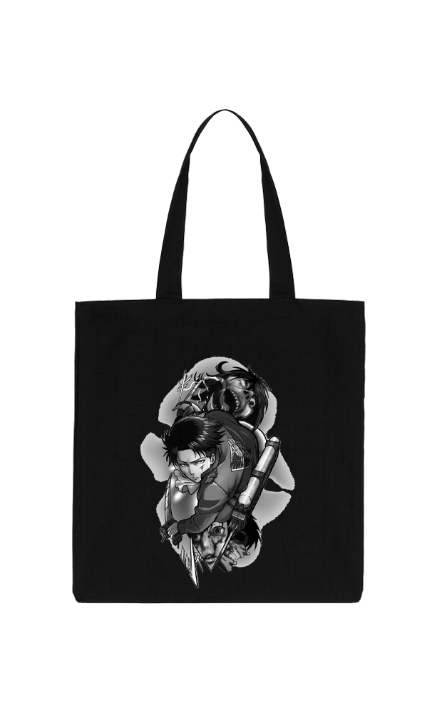 Anime Attack on titan shingeki no kyojin Aot Black tote bag 49