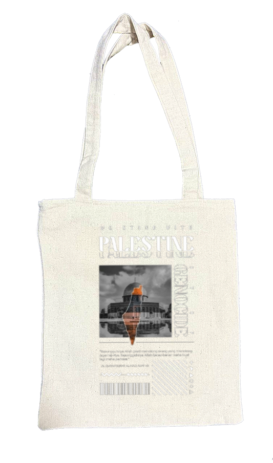 PALESTINE Back text tote bag beige 49