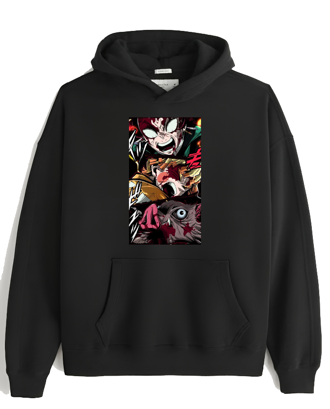 Anime Demon slayer nezuko tanjiro Oversize Hoodie Black 49