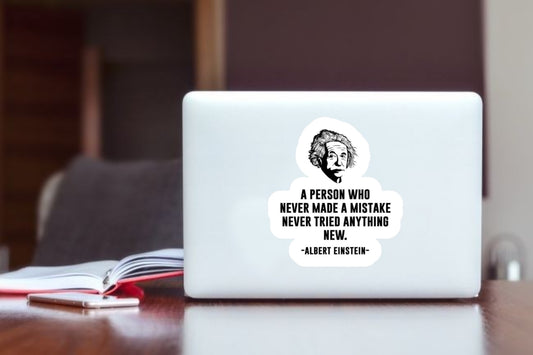 "Albert Einstein Quote Laptop Sticker, Inspirational Science Vinyl Decal, Waterproof Sticker for Water Bottle, Hydro Flask, Journal, and Student Gifts