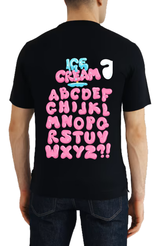 CREAM ABCDEF CHIJKL MNOPQ RSTUV WXYZ?! t- shirt One Size Black back 49