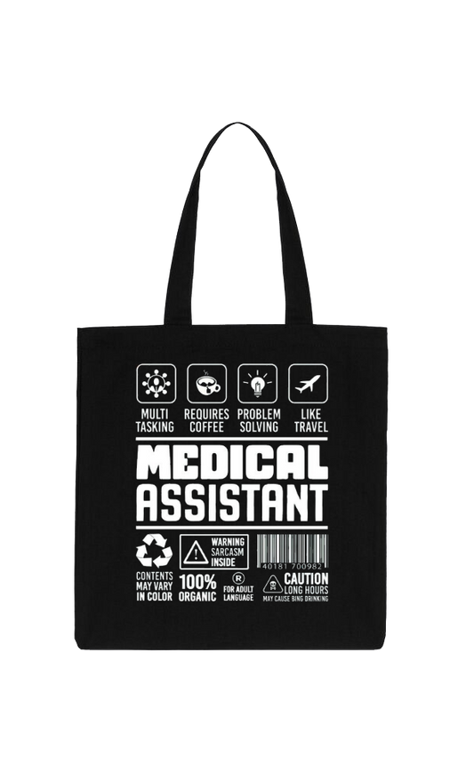 MEDICAL ASSISTANT Back text tote bag Black 47