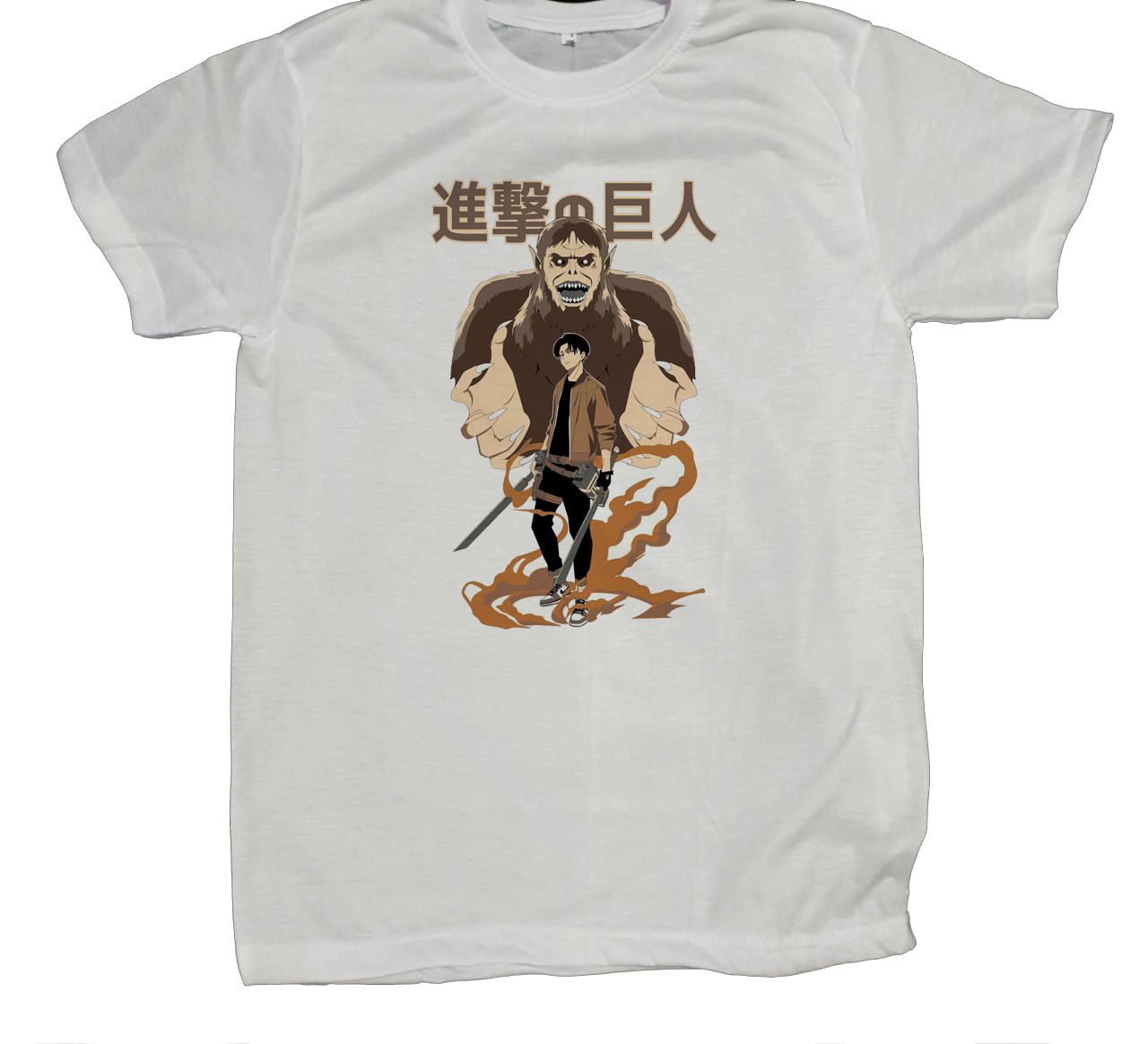 Anime Attack on titan shingeki no kyojin eren levi mikasa  Aot white fit t- shirt 49