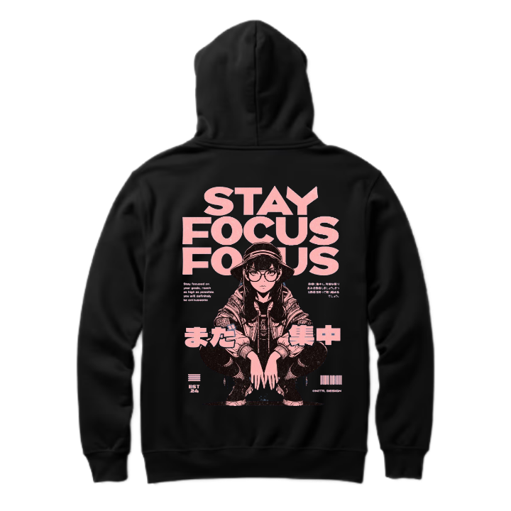 STAY FOCUS Back text oversize hoodie back 49