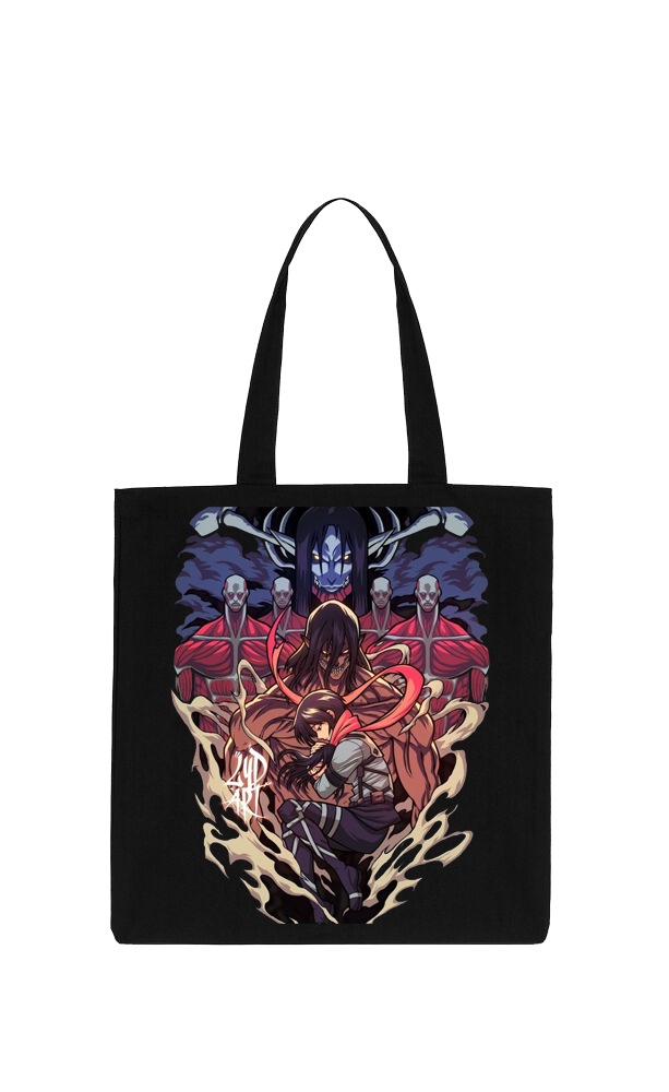 Anime Attack on titan shingeki no kyojin Aot Black tote bag 48