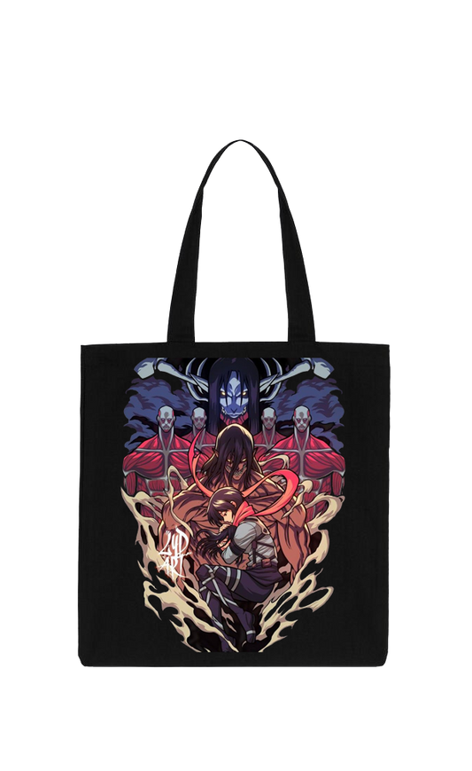 Anime Attack on titan shingeki no kyojin Aot Black tote bag 48