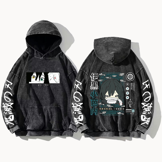 Anime Demon slayer nezuko tanjiro Oversize  Hoodie Washed gray 49