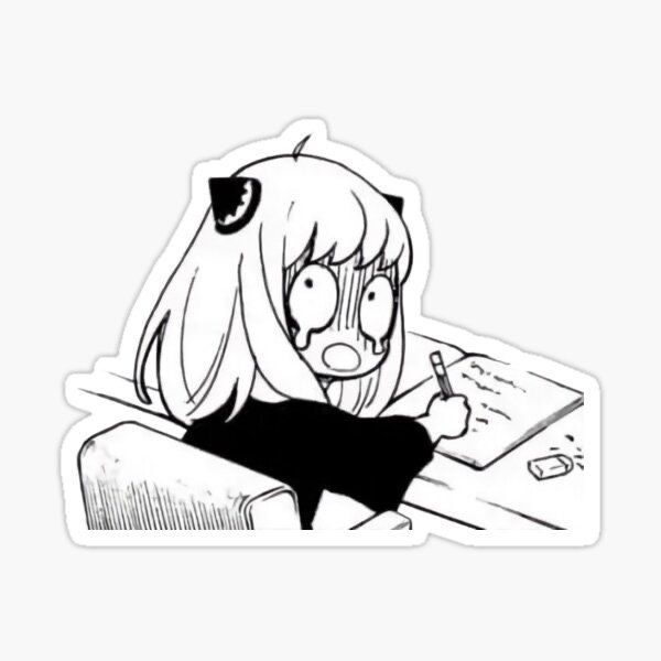 "Spy x Family" Anya Forger Crying Vinyl Sticker - Funny Anime Studying Meme Decal for Laptop, PC, Journal, Water Bottle & Kindle - Cute Otaku Manga Gift for Students & Anime Lovers