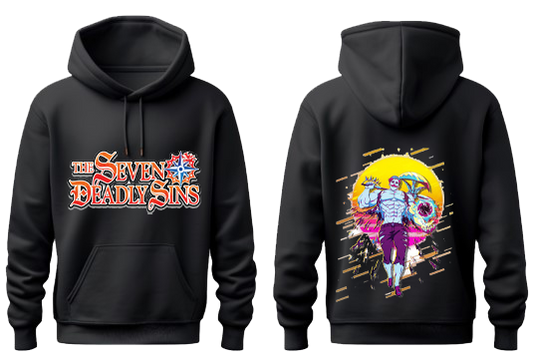 Anime Nanatsu no taizai seven deadly sins Oversize Hoodie Black Back 4