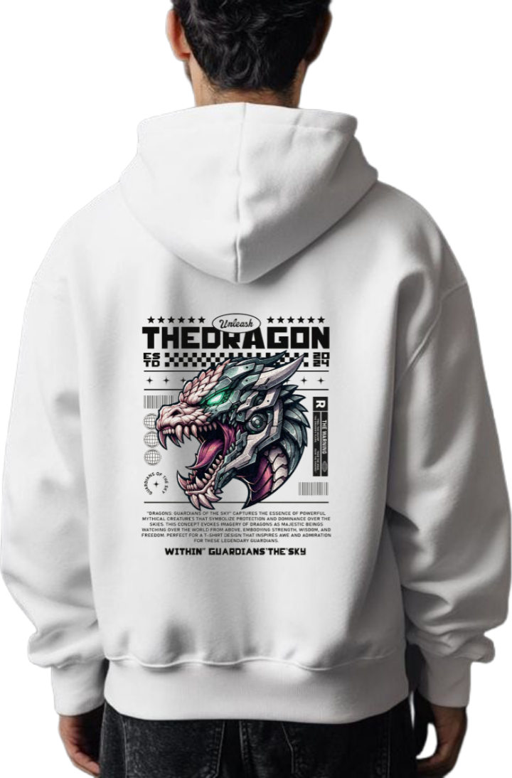 THEDRAGON Over Size hoodie White Back 24