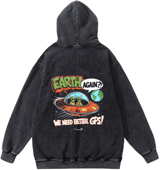 aliens Oversize Hoodie Washed gray Back 4