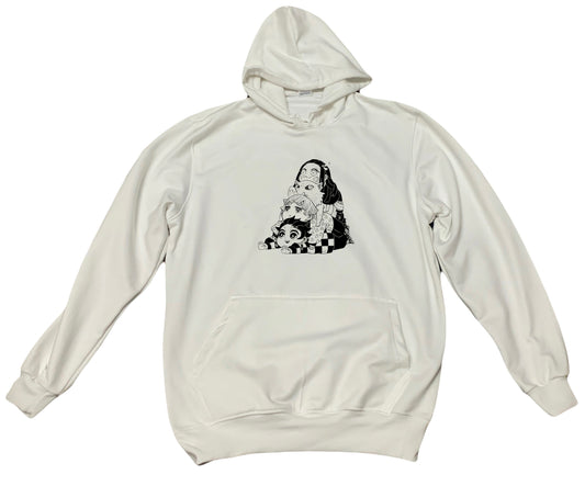 Anime Demon slayer nezuko tanjiro Oversize Hoodie White 4