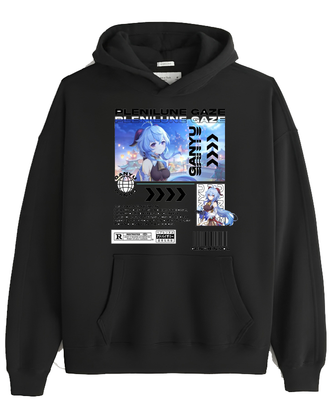 Genshin Impact Ganyu Over Size hoodie Black 4