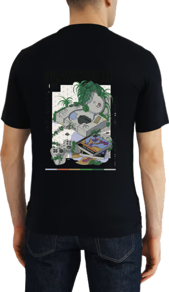 PLAYSTATION t- shirt Over Size Black Back 44