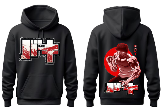 Anime baki oversize hoodie Black Back 13