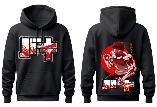Anime baki oversize hoodie Black Back 13