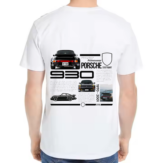Porsche 930 Car t- shirt One Size White Back 3