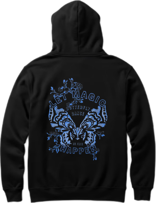 butterflies Oversize Hoodie Black Back 4