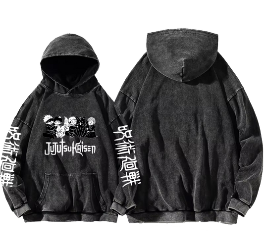 jujutsu kaisen GOJO Oversize Washd Hoodie gray 8