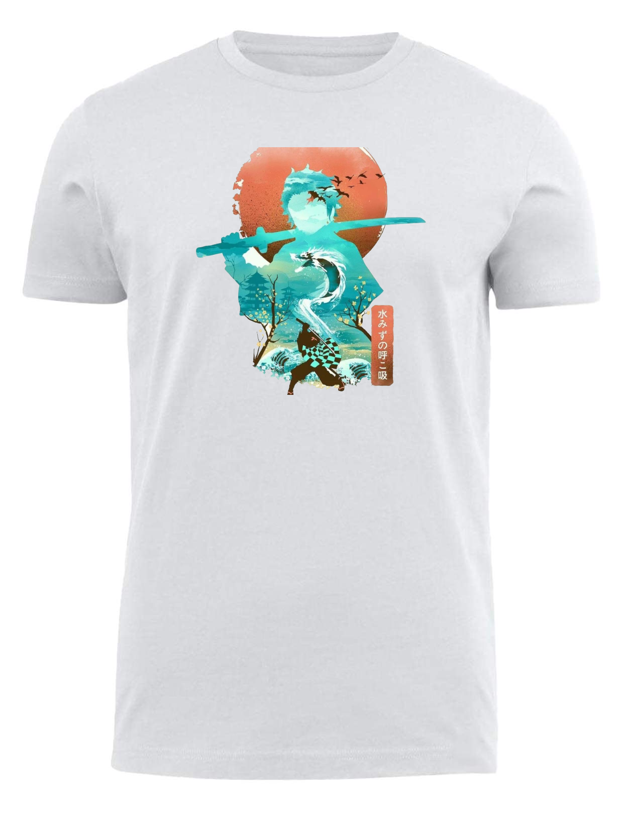 Anime Demon slayer nezuko tanjiro t- shirt fit White 4