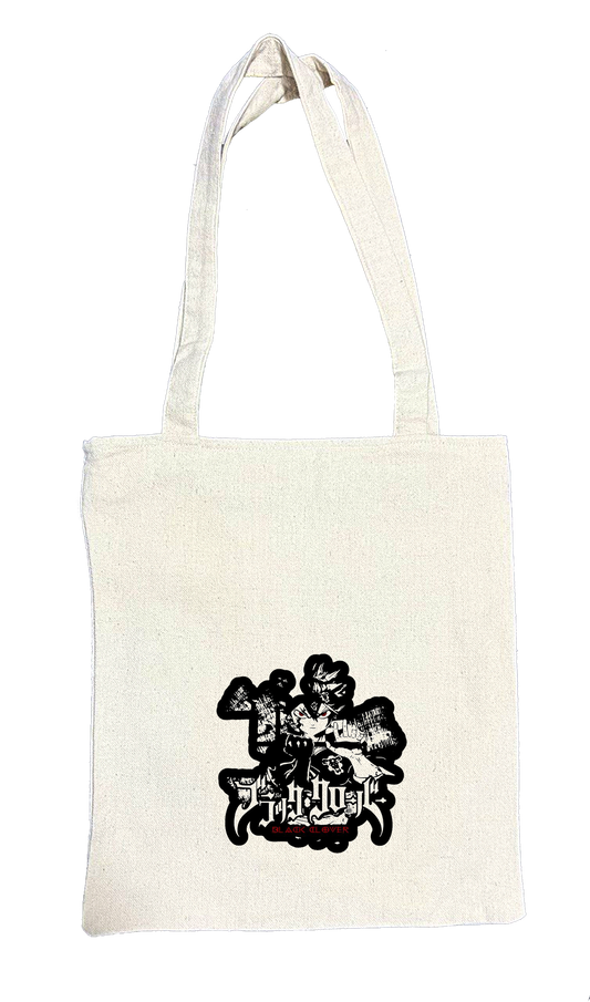 Black clover tote bag beige 2