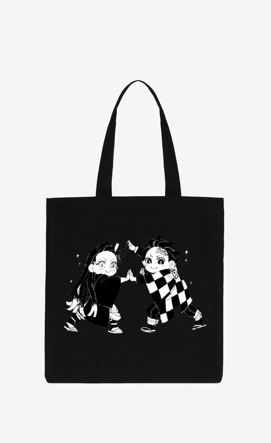 Anime Demon slayer nezuko tanjiro tote bag Black 4