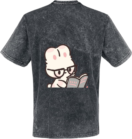 Rabbit Reading t- shirt One Size Washed Back 4
